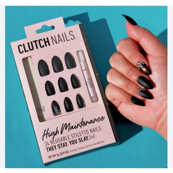 CLUTCH NAILS | High Maintenance | Matte Black Stiletto Nails | Press On Nail - Picture 2 of 2
